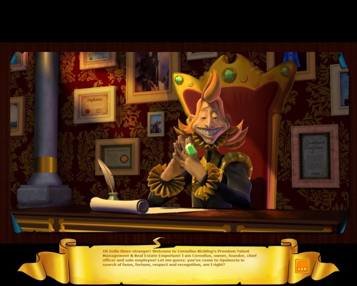Com várias animações, textos e falas bem engraçados, grande parte da irreverência do game é protagonizada pelo ambicioso Cornelius (Foto: Reprodução/Daniel Ribeiro)
