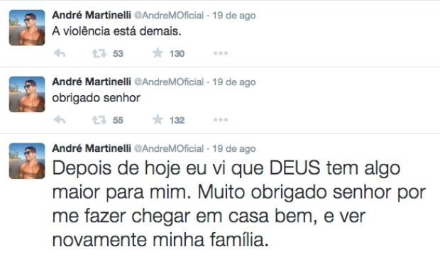 André Martinelli desabafou sobre a violência em seu perfil no Twitter (Foto: Reprodução/Twitter)