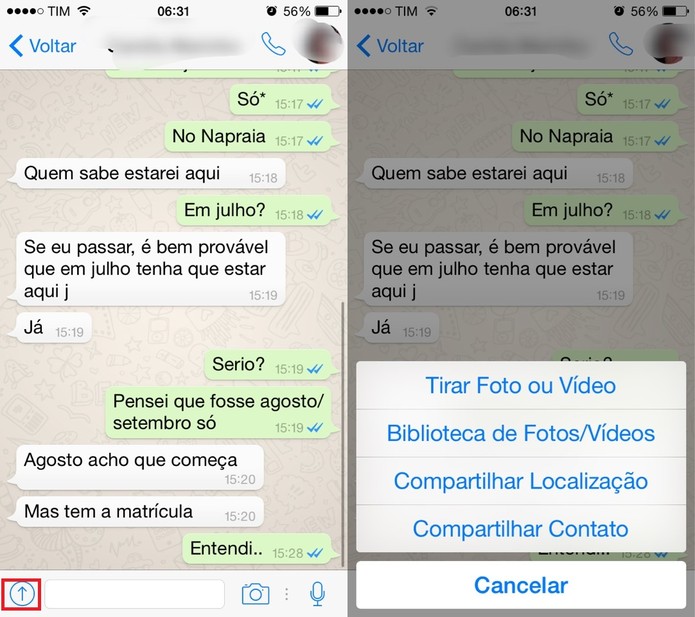 Envie conteúdo multimídia para seus contatos do WhatsApp (Foto: Reprodução/Juliana Pixinine) Envie conteúdo multimídia para seus contatos do WhatsApp (Foto: Reprodução/Juliana Pixinine)