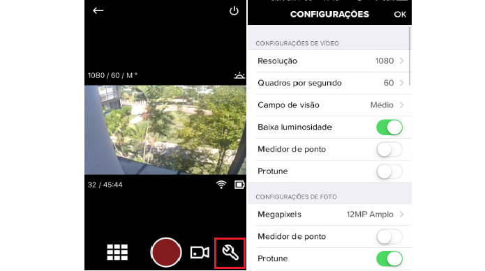 Pareando uma GoPro com um smartphone (Reprodução/Luana Marfim)