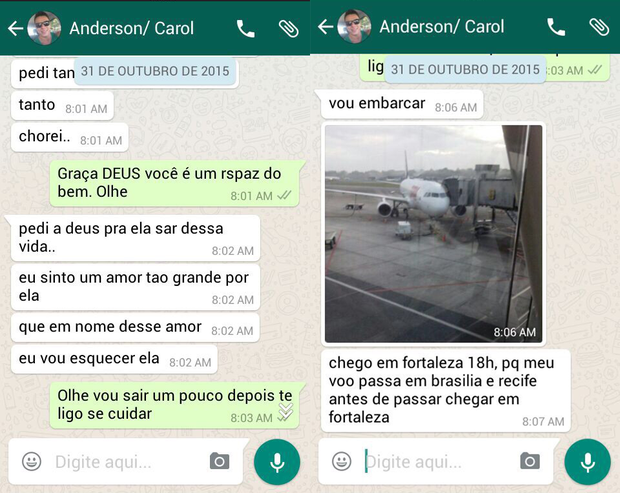 Mensagens de Anderson para mãe de Ana Carolina Vieira - 04 (Foto: Arquivo Pessoal)