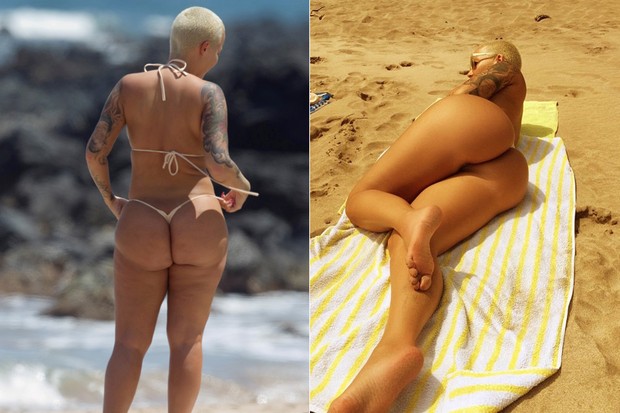 Amber Rose - Sem e com tratamento de foto (Foto: AKM-GSI / AKM-GSI - Instagram / Reprodução)