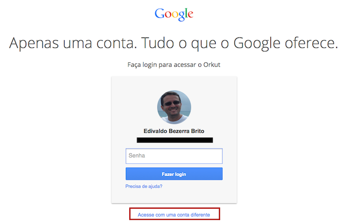 Clicando na opção Acesse com uma conta diferente (Foto: Reprodução/Edivaldo Brito)