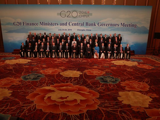 Representantes do G20 durante encontro realizado na China neste fim de semana (Foto: Ng Han Guan/Pool/Reuters)
