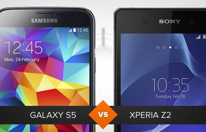 Comparativo Galaxy S5 e Xperia Z2 (Foto: Arte/ TechTudo) Comparativo Galaxy S5 e Xperia Z2 (Foto: Arte/ TechTudo)