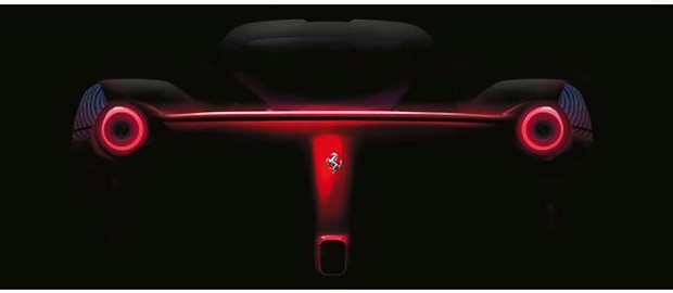 Ferrari F70 aparece na penumbra para mostrar contornos e lanternas (Foto: Divulgação)
