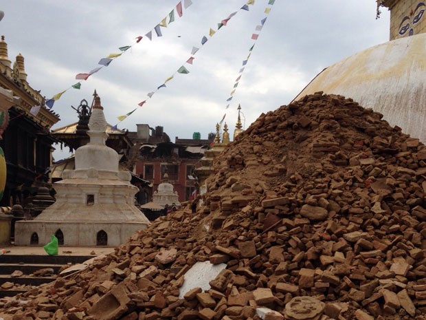 Clima é de muita tensão e destruição, relata empresário brasileiro que está no Nepal (Foto: Marcelo Gama / Acervo pessoal)