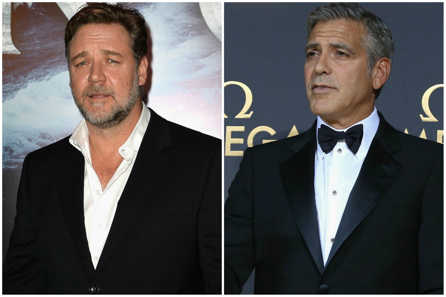 Os ânimos entre George Clooney (à dir.) e Russell Crowe já não estão tão exaltados. Ainda assim, esses dois atores não se toleram. Crowe acha Clooney "vendido" para a indústria do entretenimento, e não tem a menor vergonha de expressar isso com quantos palavrões julgar necessário. Clooney não fica atrás: devolve mais palavras pesadas e se mostra pouco interessado nas desculpas do colega de profissão. (Foto: Getty Images)