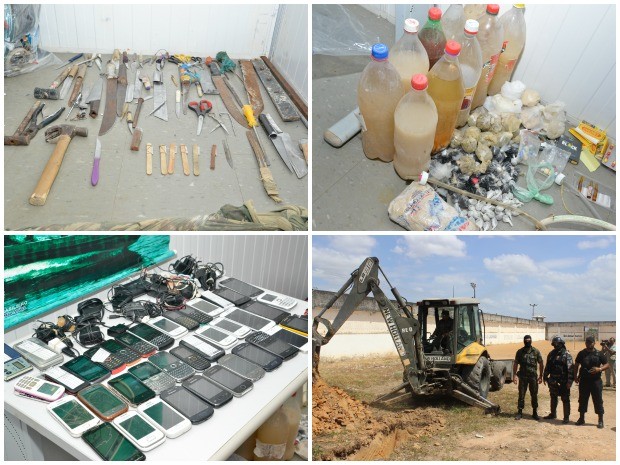 Drogas, facas e celulares estavam em celas (Foto: Divulgação/ Sejuc)