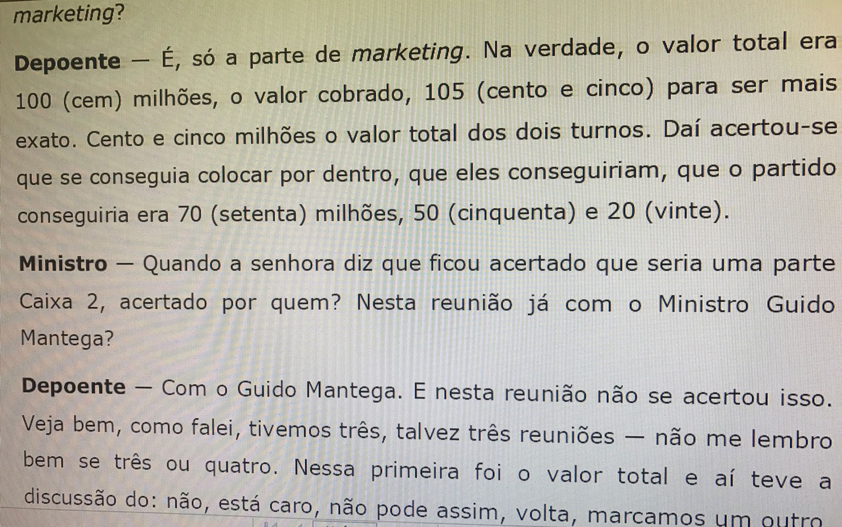 Depoimento de Mônica Moura ao TSE