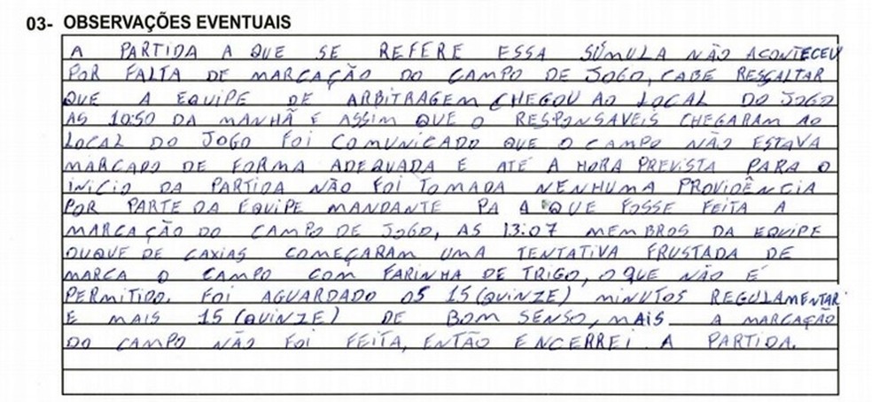 Relato na súmula do jogo entre Duque x São Gonçalo pelo sub-17 (Foto: Divulgação Ferj) Relato na súmula do jogo entre Duque x São Gonçalo pelo sub-17 (Foto: Divulgação Ferj)