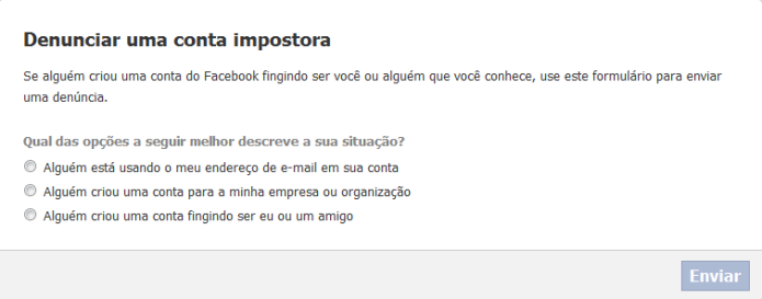 O Facebook permite que internautas que não possuem conta na rede social denunciem uma conta falsa no site (Foto: Reprodução/Lívia Dâmaso)