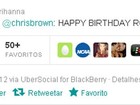 Chris Brown chama Rihanna pelo primeiro nome para dar parabéns