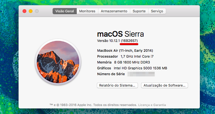 Verifique o código de compilação do macOS (Foto: Reprodução/Helito Bijora)