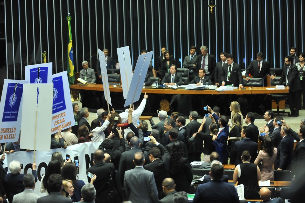 Plenrio da Cmara durante votao do projeto de reforma trabalhista (Foto: J.Batista/Cmara dos Deputados)