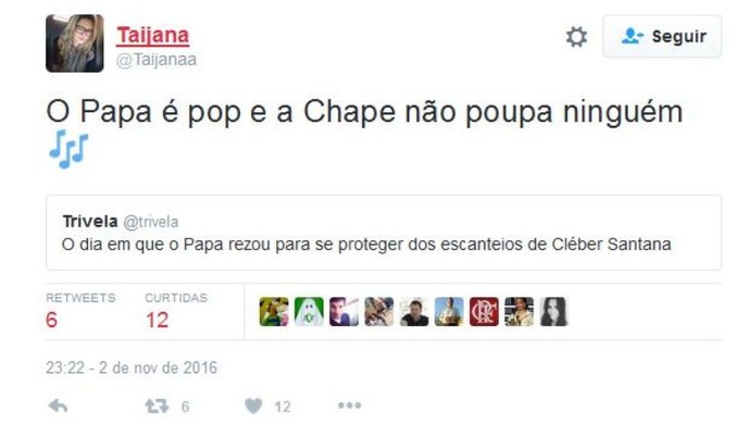 Chapecoense papa (Foto: Reprodução/Twitter)