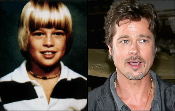 O galã cinquentão Brad Pitt já teve seus dias se menino simples do interior do Oklahoma. (Foto: Acervo Pessoal e Getty Images)