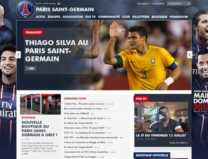 Reprodução site PSG confirmando Contratação THiago Silva (Foto: Divulgação / Site oficial do PSG)