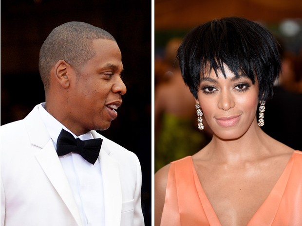 Jay Z e Solange, irmã de Beyoncé, durante o baile do Metropolitan (Foto: Larry Busacca e Mike Coppola / AFP)