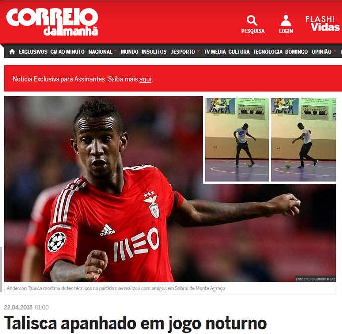 Talisca joga futsal Benfica (Foto: Reprodução)
