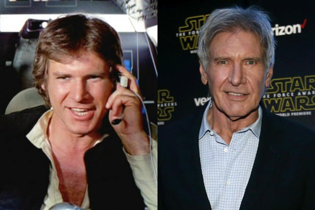 Harrison Ford como Han Solo em 1977 e no lançamento do filme em 2015 (Foto: Divulgação / Mario Anzuoni/Reuters )