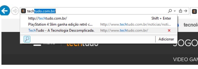 Sugestões no Internet Explorer (Foto: Reprodução/André Sugai)