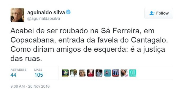 Aguinaldo Silva (Foto: Twitter / Reprodução)