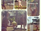 Gracyanne Barbosa joga vôlei com Belo: 'Tarde de sol com meu Tudão'