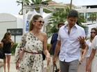 Flávia Alessandra e Otaviano Costa passeiam em Cannes
