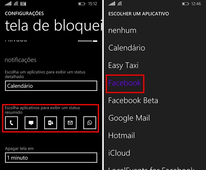 Windows Phone pode exibir número de notificações do Facebook através de status resumido (Foto: Reprodução/Elson de Souza)