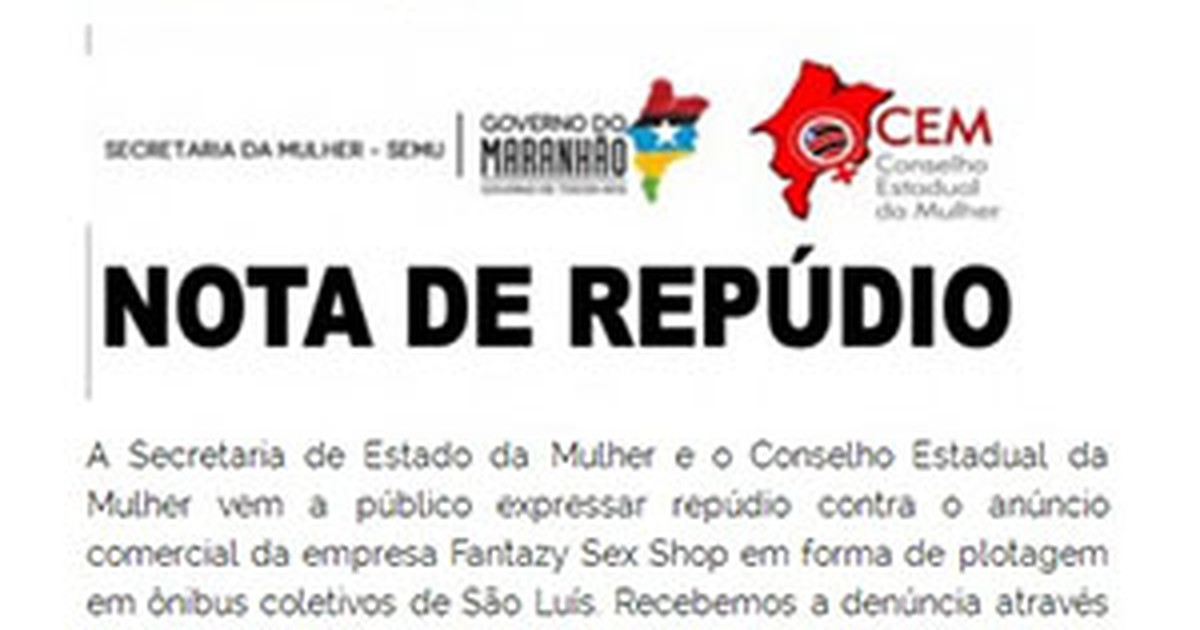 G1 Governo Divulga Nota De Repúdio Contra Anúncio De Sex Shop No Ma Notícias Em Maranhão 7962