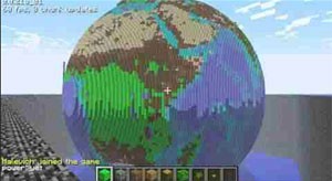 Planeta Terra redondo foi feito em 'Minecraft', jogo inteiramente de blocos (Foto: Reprodução)