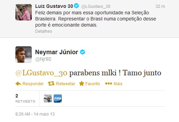 Neymar Luiz Gustavo twitter resposta (Foto: Reprodução / Twitter)