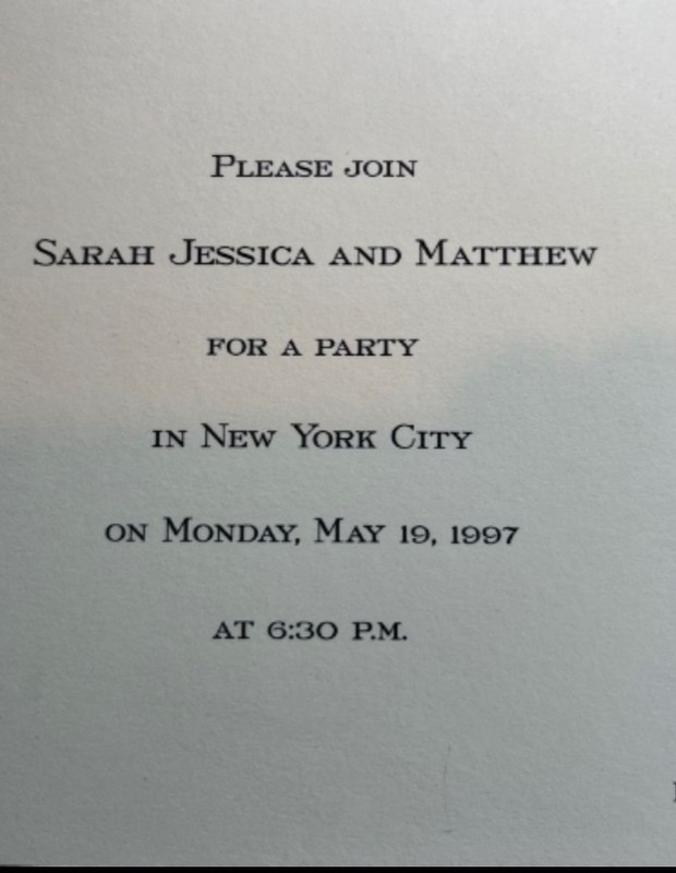 Convite de casamento de Sarah Jessica Parker e Matthew Broderick (Foto: Reprodução/Instagram)