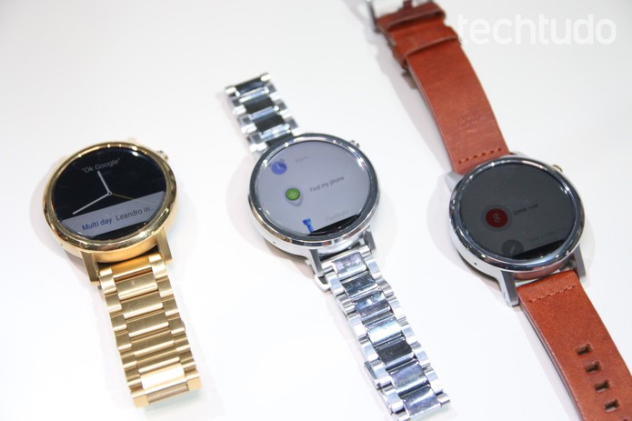 Moto 360 está disponível em dois tamanhos (Foto: Fabrício Vitorino/TechTudo) Moto 360 está disponível em dois tamanhos (Foto: Fabrício Vitorino/TechTudo)