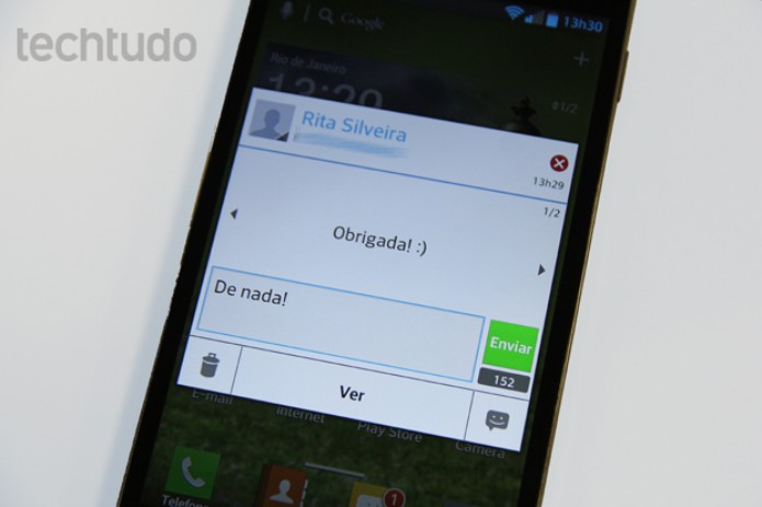 Optimus G exibe janelas para respostas rápidas à SMS, mas bug no teclado irrita (Foto: Elson de Souza/TechTudo) Optimus G exibe janelas para respostas rápidas à SMS, mas bug no teclado irrita (Foto: Elson de Souza/TechTudo)
