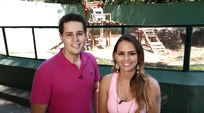 Pedro Leonardo e Aline Lima apresentam o programa em Ribeirão Preto (SP) (Foto: reprodução EPTV)