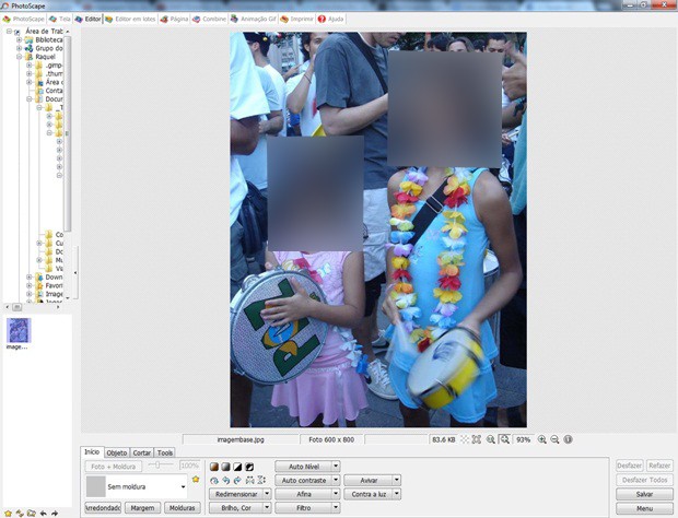 Tela inicial do Photoscape com a foto sem efeito (Foto: Reprodução/Raquel Freire) Tela inicial do Photoscape com a foto sem efeito (Foto: Reprodução/Raquel Freire)