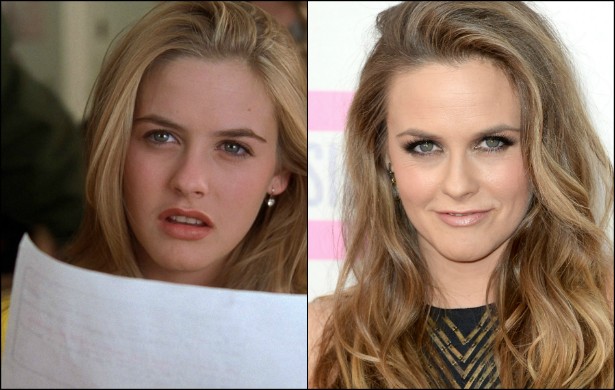 Alicia Silverstone tinha entre 18 e 19 anos quando gravou 'As Patricinhas de Beverly Hills' (1995). Atualmente a atriz tem 38 anos. (Foto: Reprodução e Getty Images)