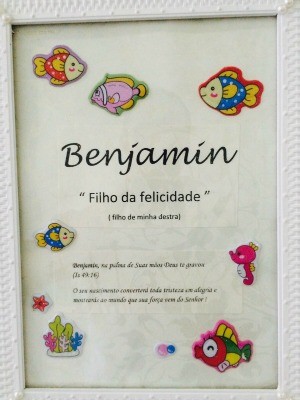 Quadro com o significado do nome Benjamim (Foto: Arquivo pessoal/Sandro Mota)