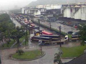 Trânsito parado no Porto de Santos (Foto: Reprodução / Codesp)