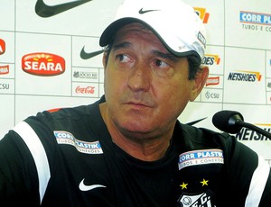 Muricy Ramalho na coletiva do Santos (Foto: Marcelo Hazan / Globoesporte.com)