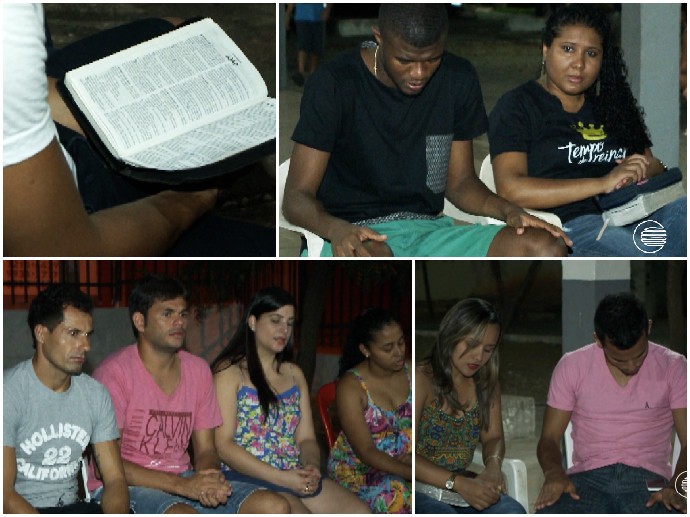 Jogadores do River-PI momento de oração  (Foto: Reprodução/TV Clube)