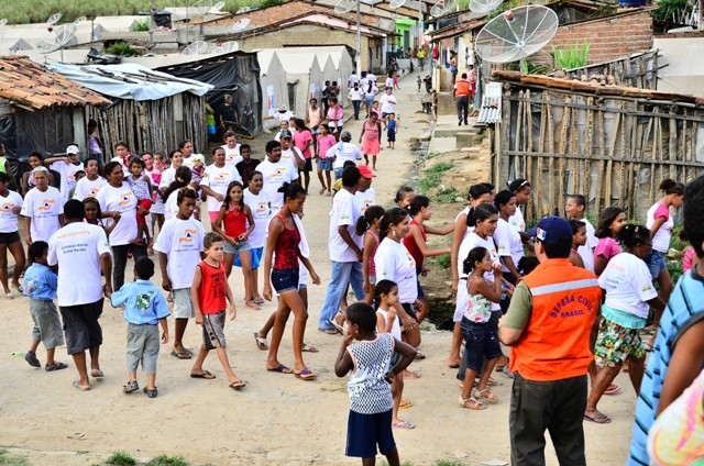 Simulado realizado no distrito Rocha Cavalcante, em União dos Palmares, em 2012 (Foto: Divulgação/ Corpo de Bombeiros)