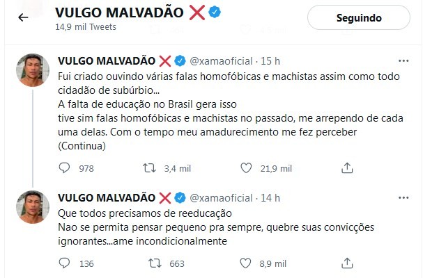 Post de Xamã (Foto: Reprodução/Twitter) Post de Xamã (Foto: Reprodução/Twitter)