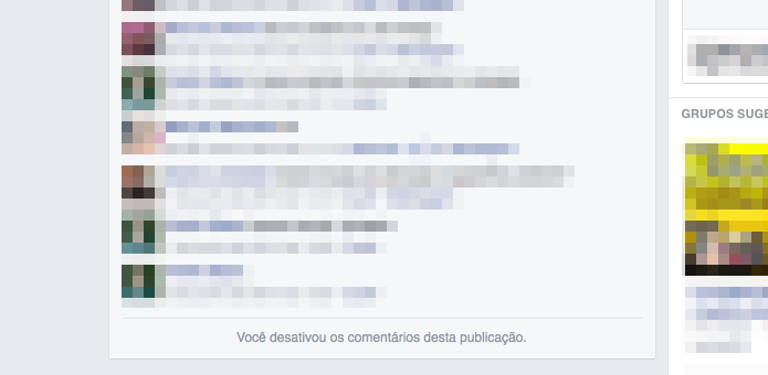 Mensagem indica que os comentários foram desativados (Foto: Reprodução/Helito Bijora)