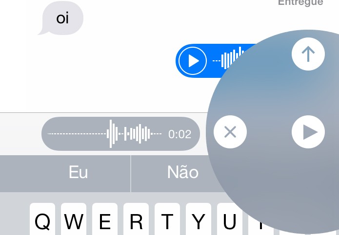 Enviando uma mensagem de voz no app mensagens (Foto: Reprodução/ Edivaldo Brito) Enviando uma mensagem de voz no app mensagens (Foto: Reprodução/ Edivaldo Brito)