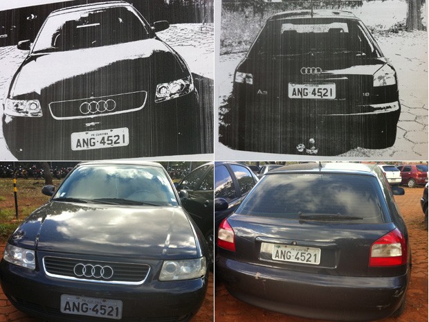 Motorista do Paraná enviou a foto do carro verdadeiro com a mesma placa do carro clonado no pátio do Detran, em Brasília   (Foto: Káthia Mello/G1)