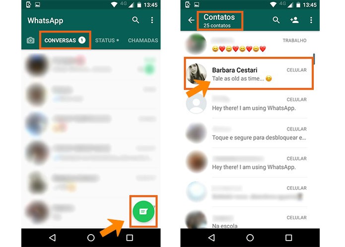 Veja o antigo Status do WhatsApp nos seus contatos (Foto: Reprodução/Barbara Mannara)