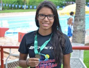 Katriny Piedade Cinta Larga, nadadora de Cacoal, RO (Foto: Rogério Aderbal)